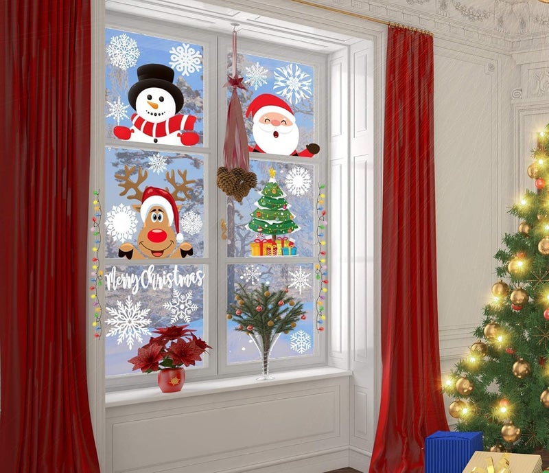 Joy Bang Christmas Decorations, Christmas Window Clings Stickers Decorations Xmas Snowflake Window Clings Decals Decor Indoor for Home Office Classroom Party Supplies - Image 5